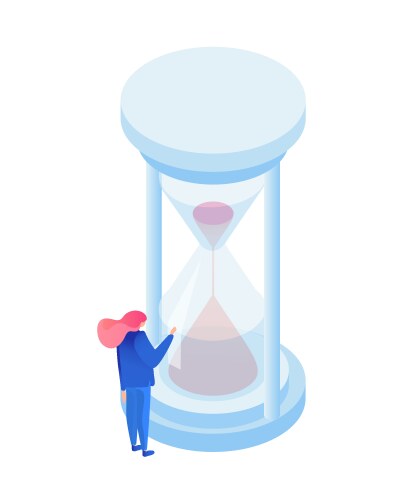 Old sand hourglass flow time leak running timer Vector Image