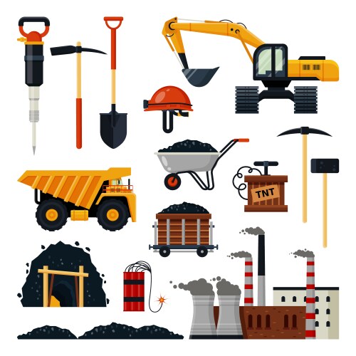 Set of vintage mining emblems Royalty Free Vector Image