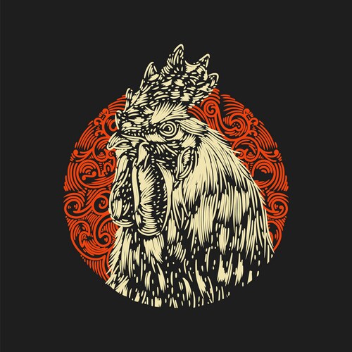 Head a rooster with background four Vector Image