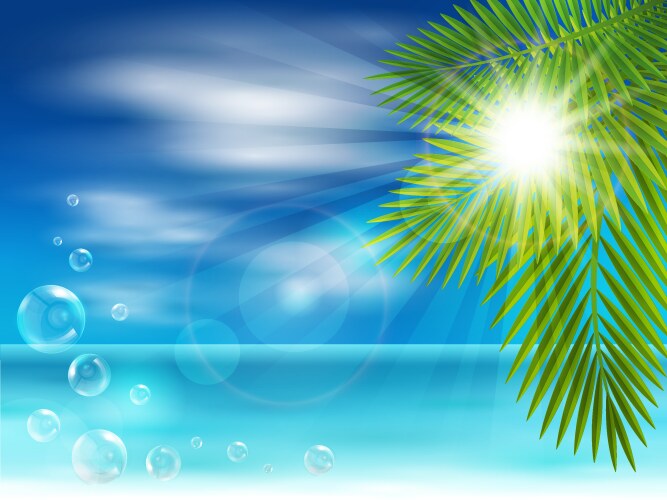 Ocean beach with surf board Royalty Free Vector Image