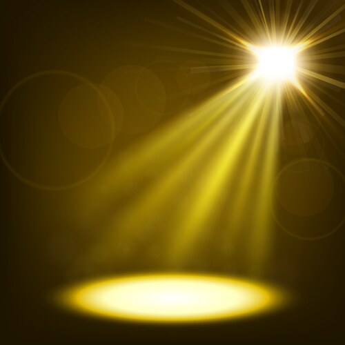 Gold spotlight shining Royalty Free Vector Image