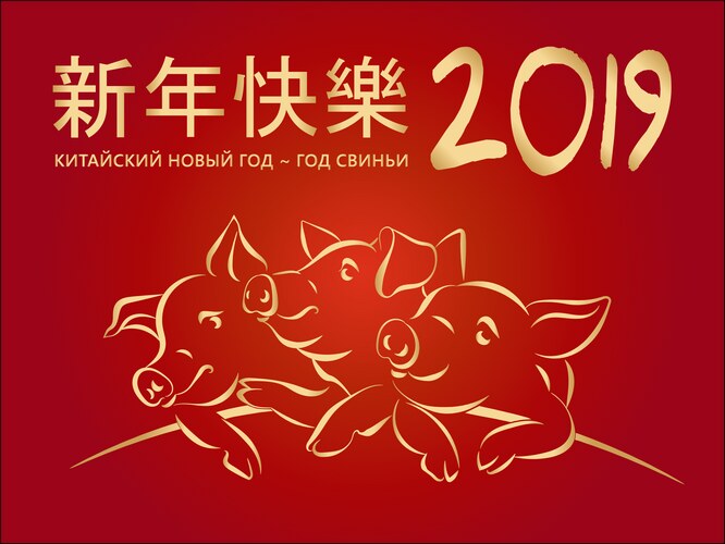 2019 happy chinese new year hieroglyph Vector Image