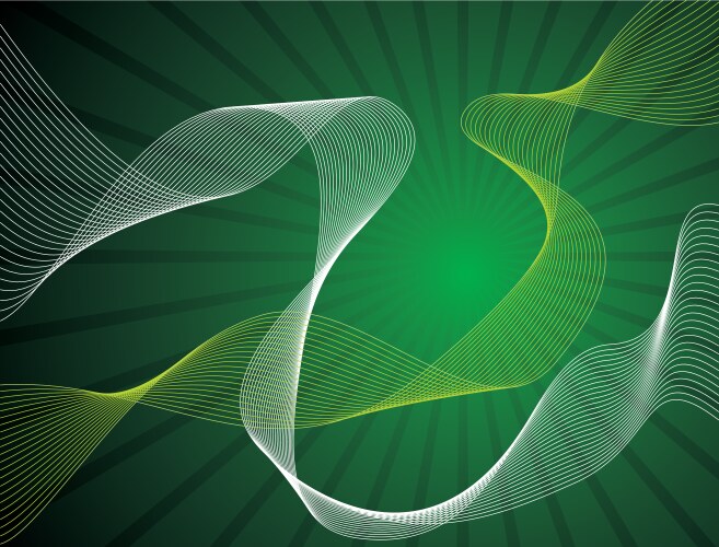 Green wave on orange background Royalty Free Vector Image