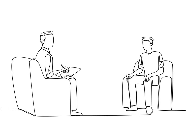 Man Sitting on Sofa - Single Line Drawing Vector Image