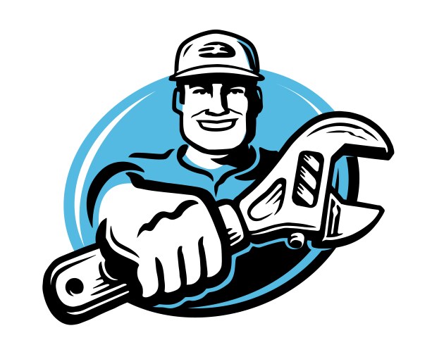 Happy Mechanic with Wrench Vector Image