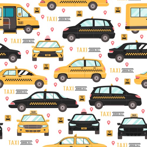 Seamless pattern with taxi cars city transport Vector Image