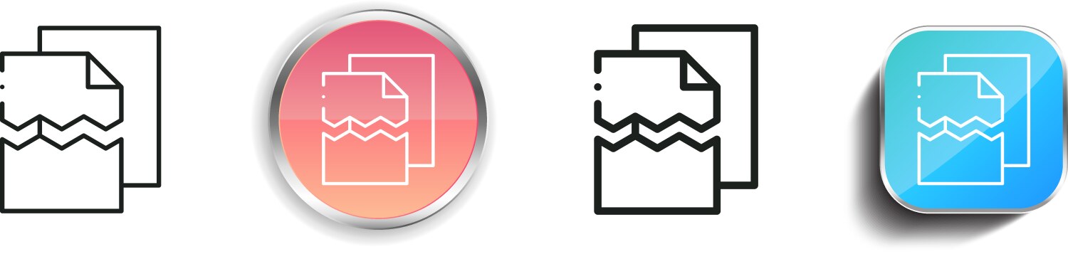 Corrupt file icon thin linear regular and button vektorbild