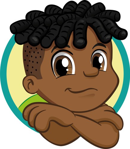 African descendant boy hunched over smiling Vector Image