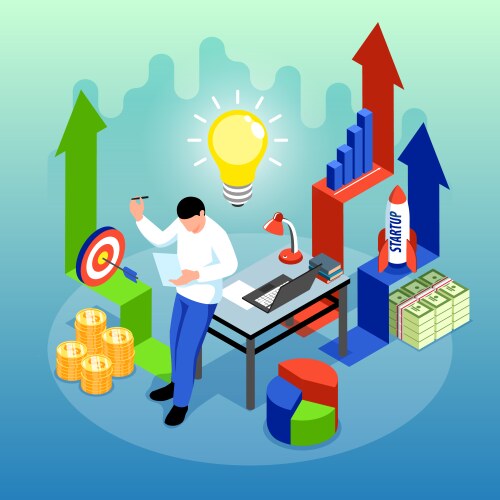 isometric business growth concept vector image