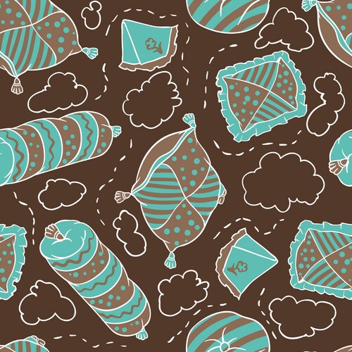 Seamless pattern from pillows hand drawn Vector Image
