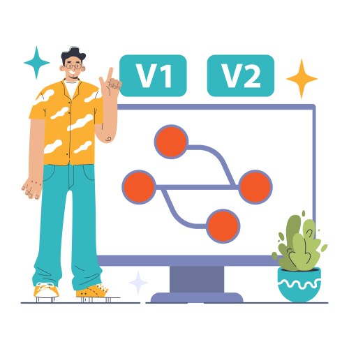 Version control concept flat vector image