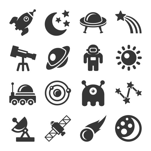 Space icons Royalty Free Vector Image - VectorStock