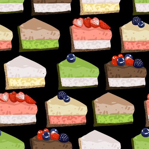 triangular cake pieses different tasted covered vector image