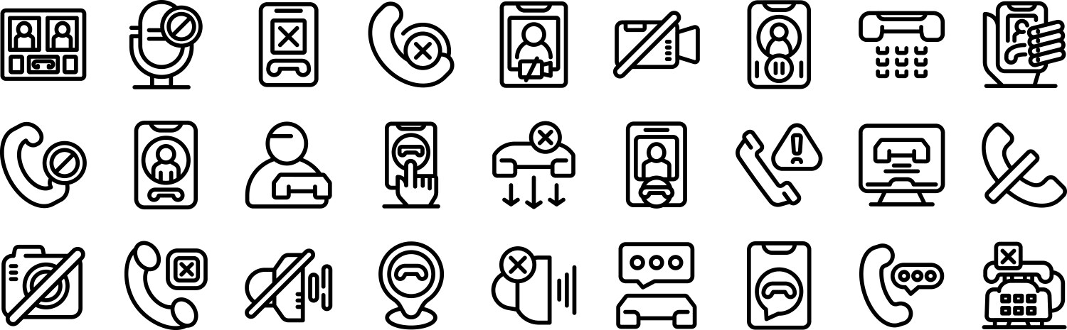 End call icons set people blocking calls using vector image