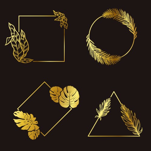 golden leafs frames shiny borders of different vector image vector image