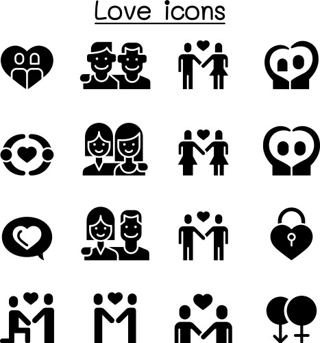 love icon set vector image