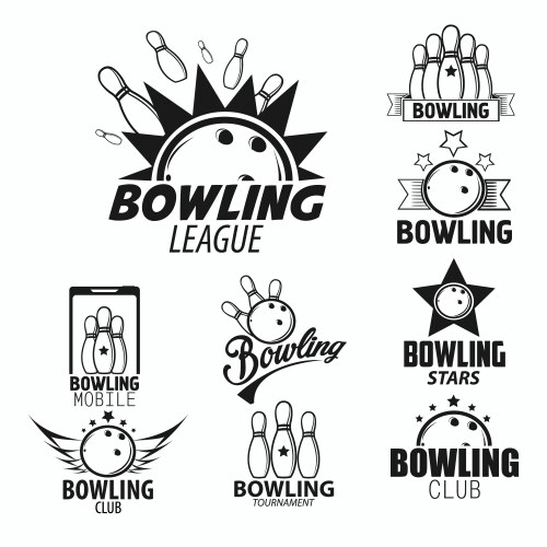 Bowling League Icons - Monochrome Vector Image