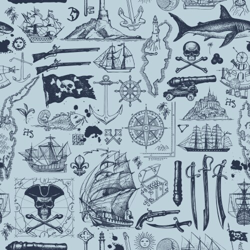 Seamless pattern on pirate theme in vintage Vector Image