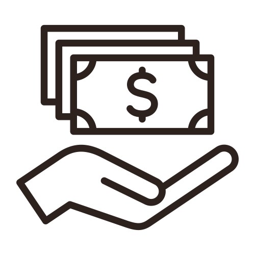 hand holding dollar banknotes save money icon vector