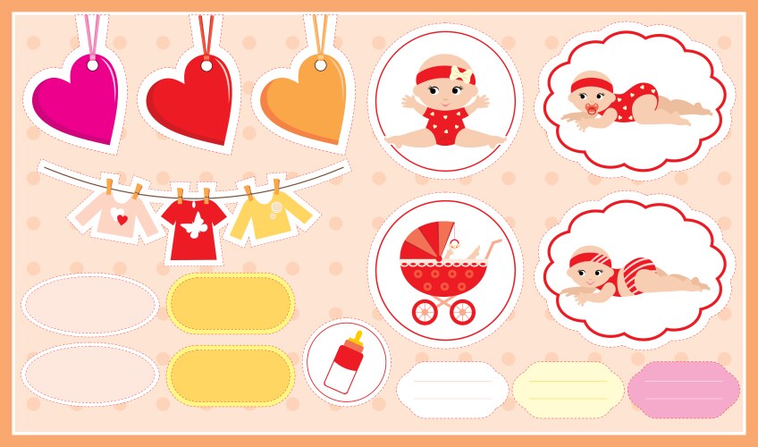 Scrapbook elements with children accessories Vector Image