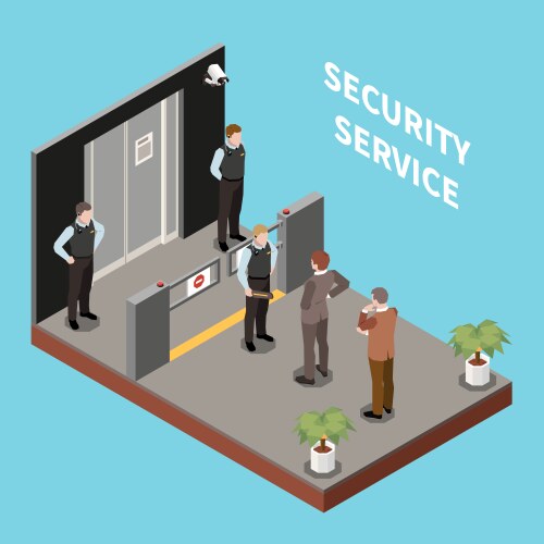 Security service 4 isometric icons square Vector Image