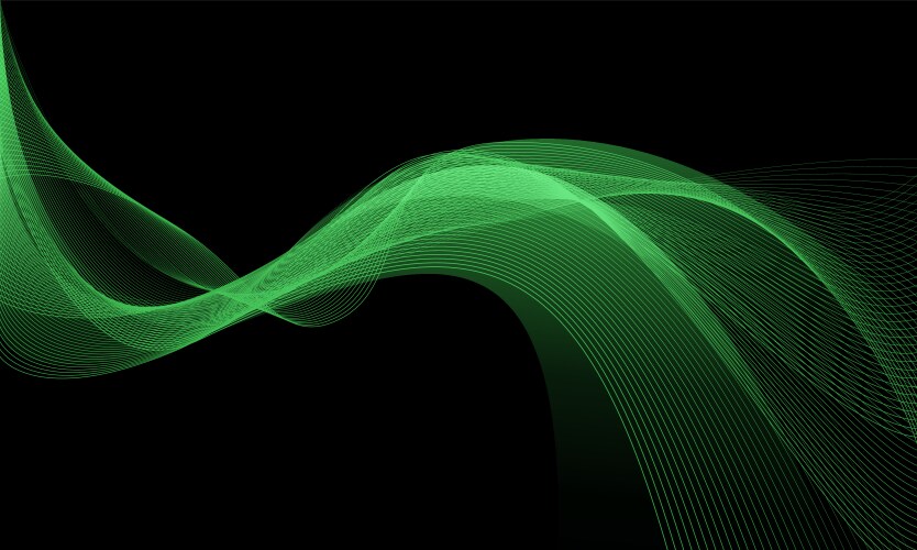 abstract green wave curve line light dynamic vector image