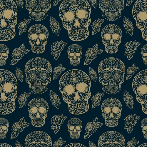 Anatomy seamless pattern with human skulls Vector Image