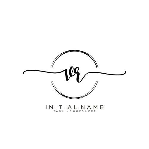 Elegant VR Initial Logo with Circle Vector Image