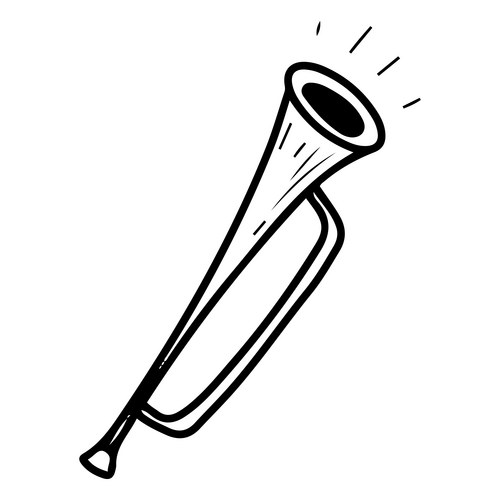 Hand-Drawn Trumpet Doodle Vector Image