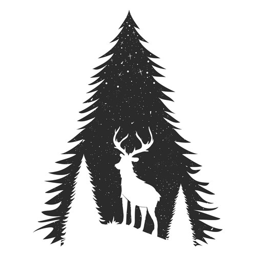 Typography poster with deer silhouette and pine Vector Image