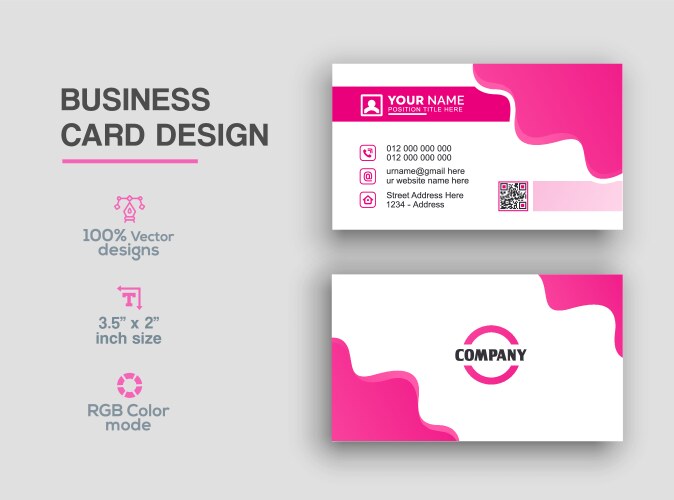 Pink color business card design vector image