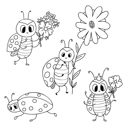 Adorable Ladybug with Flower Vector Image