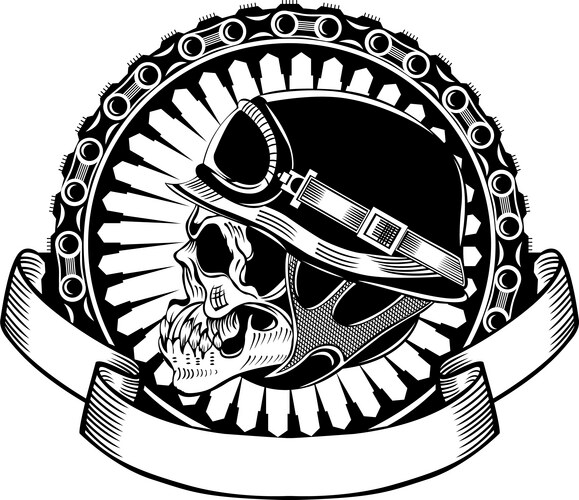 Motorcycle Skull with Helmet Vector Image