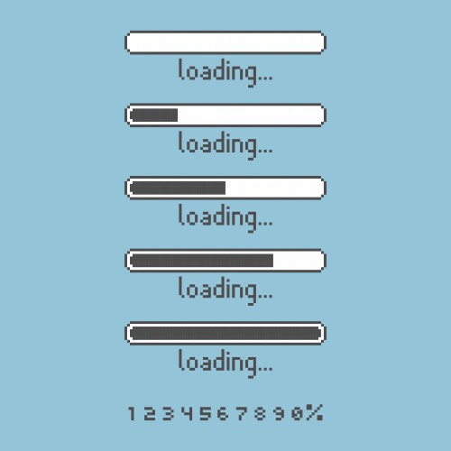 8bit pixel art loading process counter bar vector image