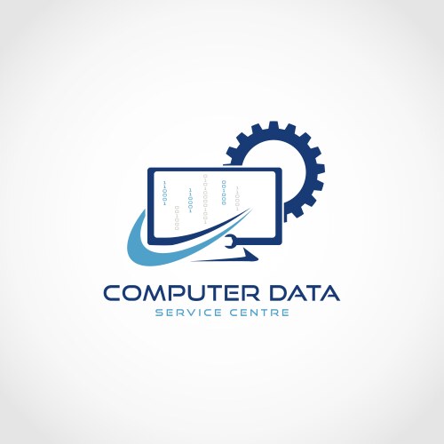 Computer data service logo design vector image