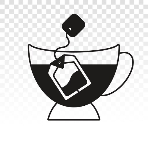 Dipping teabag tea bag into a glass - flat icon vector image