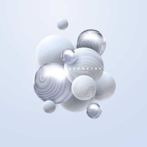 3d white and silver spheres cluster vector image