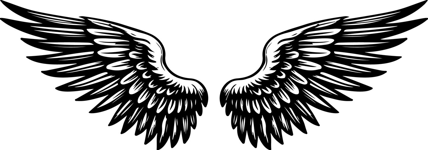 Wing Tattoo Style Isolated Vector Image