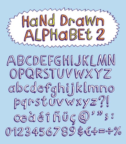 Hand drawn doodle alphabet Royalty Free Vector Image