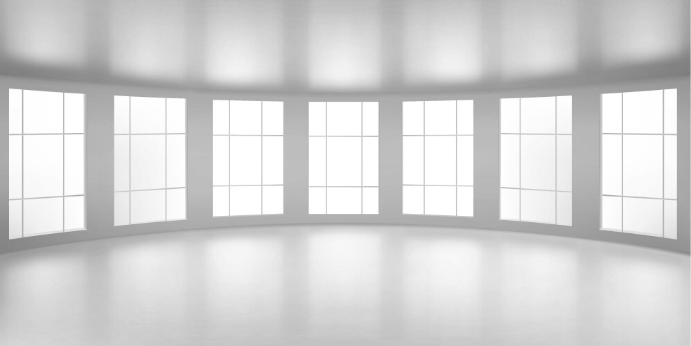 Empty white room with large windows Royalty Free Vector