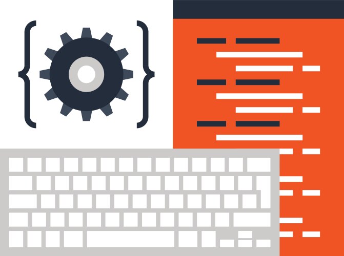 Program coding flat web icon concept vector image