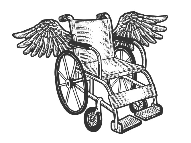 Winged Wheelchair Sketch Vector Image