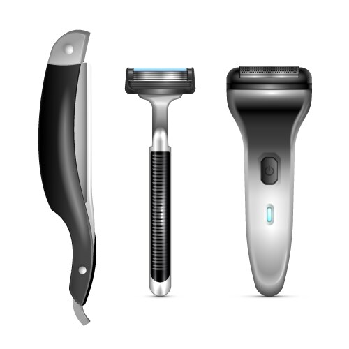 Realistic men razor set Royalty Free Vector Image