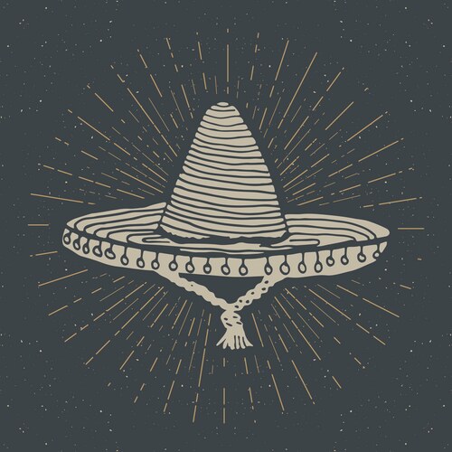 Mexican Sombrero Hat Sketch Vector Image