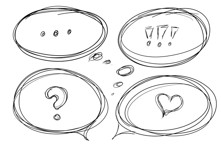 Hand Drawn Thought Bubble Icons Vector Image