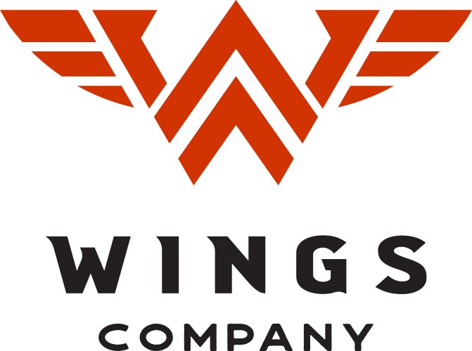 letter w for wings logo vector image