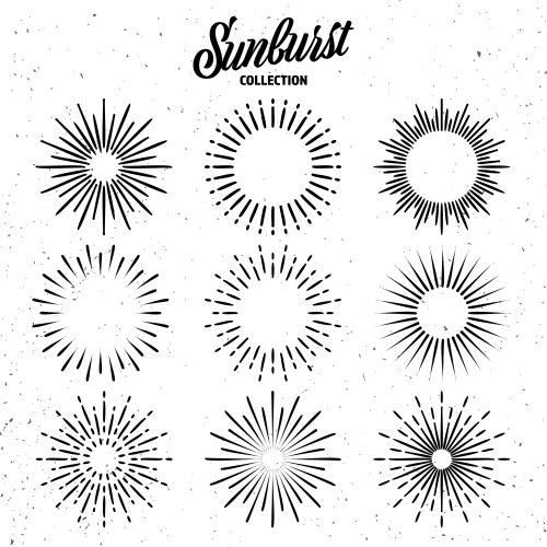 Grunge Sunburst Collection - Radiant Rays Vector Image