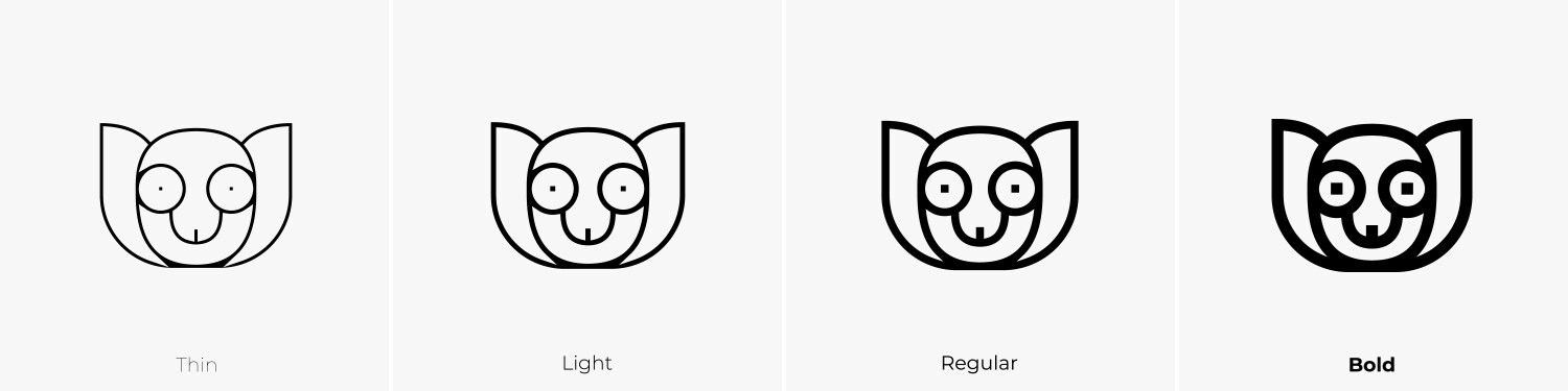 Mongoose icon thin light regular and bold style Vector Image