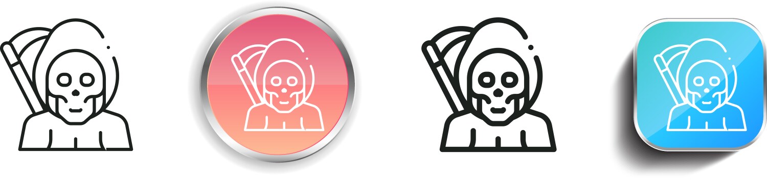 Grim reaper icon thin linear regular and button vektorbild