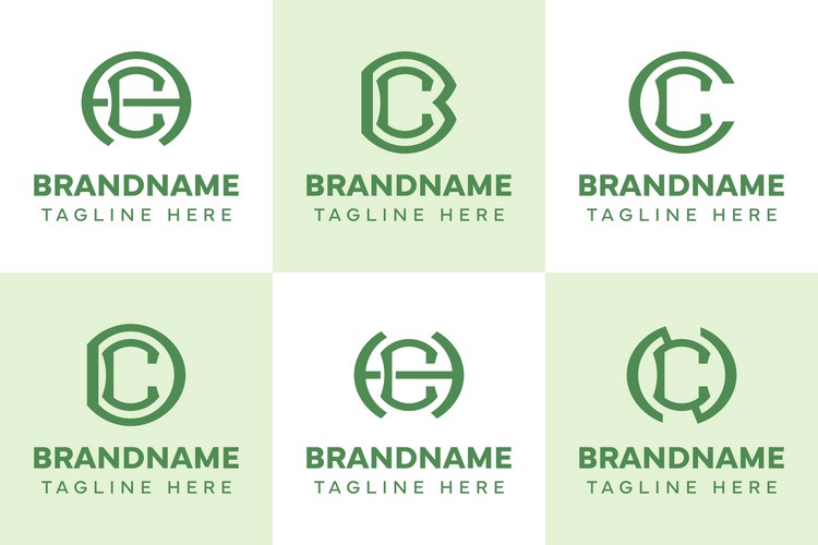 Monogram Initial Letter Set - CA CB CC CD CH CN Vector Image